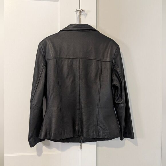 Maxima Wilsons Leather Vintage Womens Jacket Large Black Lined Coat Moto Grunge - Picture 6 of 10